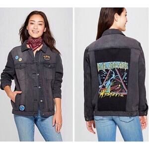Junk Food Def Leppard 80’s Rock Vintage Oversized Hysteria Jean Jacket Black XL